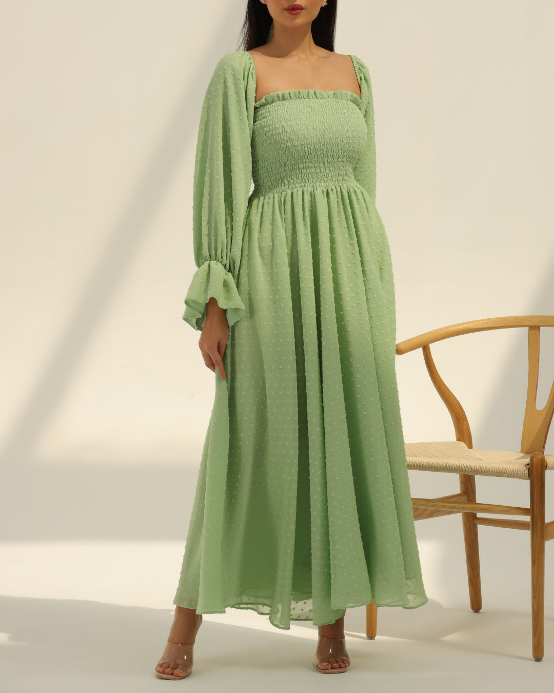 Airy Pastel Green Dress – Laha